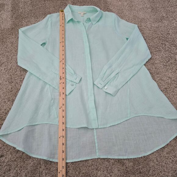 Eileen Fisher Organic Linen Tunic Top Sz S Green Minimalist Lagenlook Coastal - Picture 7 of 9